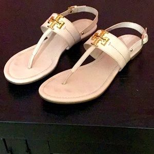 Tory Burch Everly T-Strap Calf Leather Sea Shell Pink Sandals